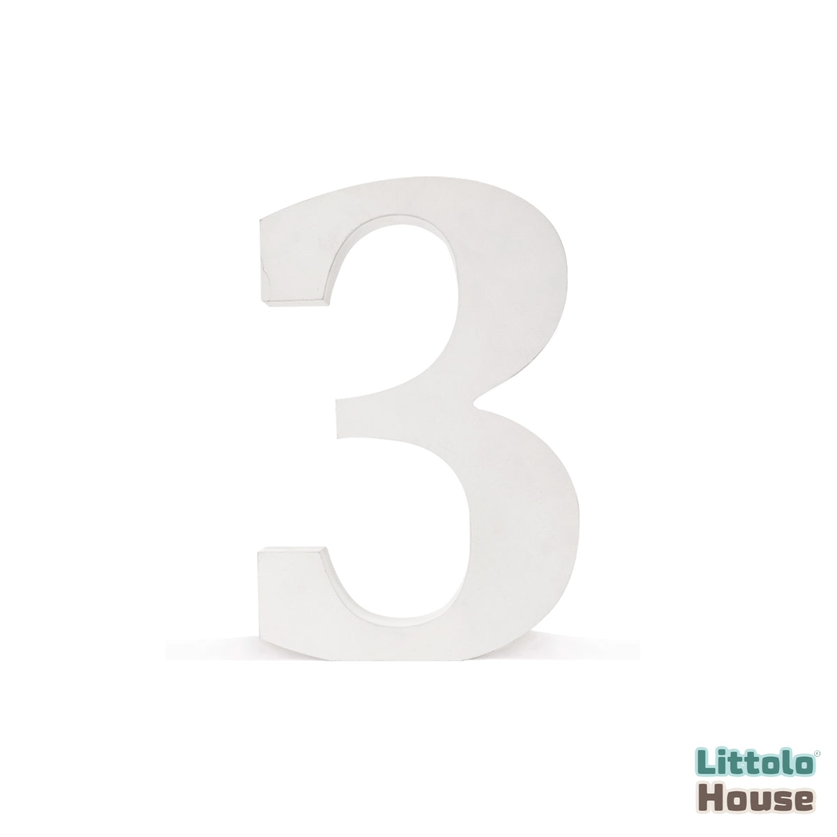 Numeric 3 for Third Birthday | Wooden Decorative | White