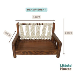 Macrame Sofa Style Bed | Wooden Decorative | Brown