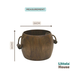 Vintage Barrel with Wooden Handles | Wooden Decorative | Brown