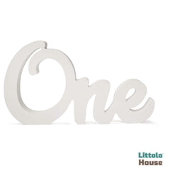 Cursive ONE Sign for First Birthday C2 | Wooden Decorative | White