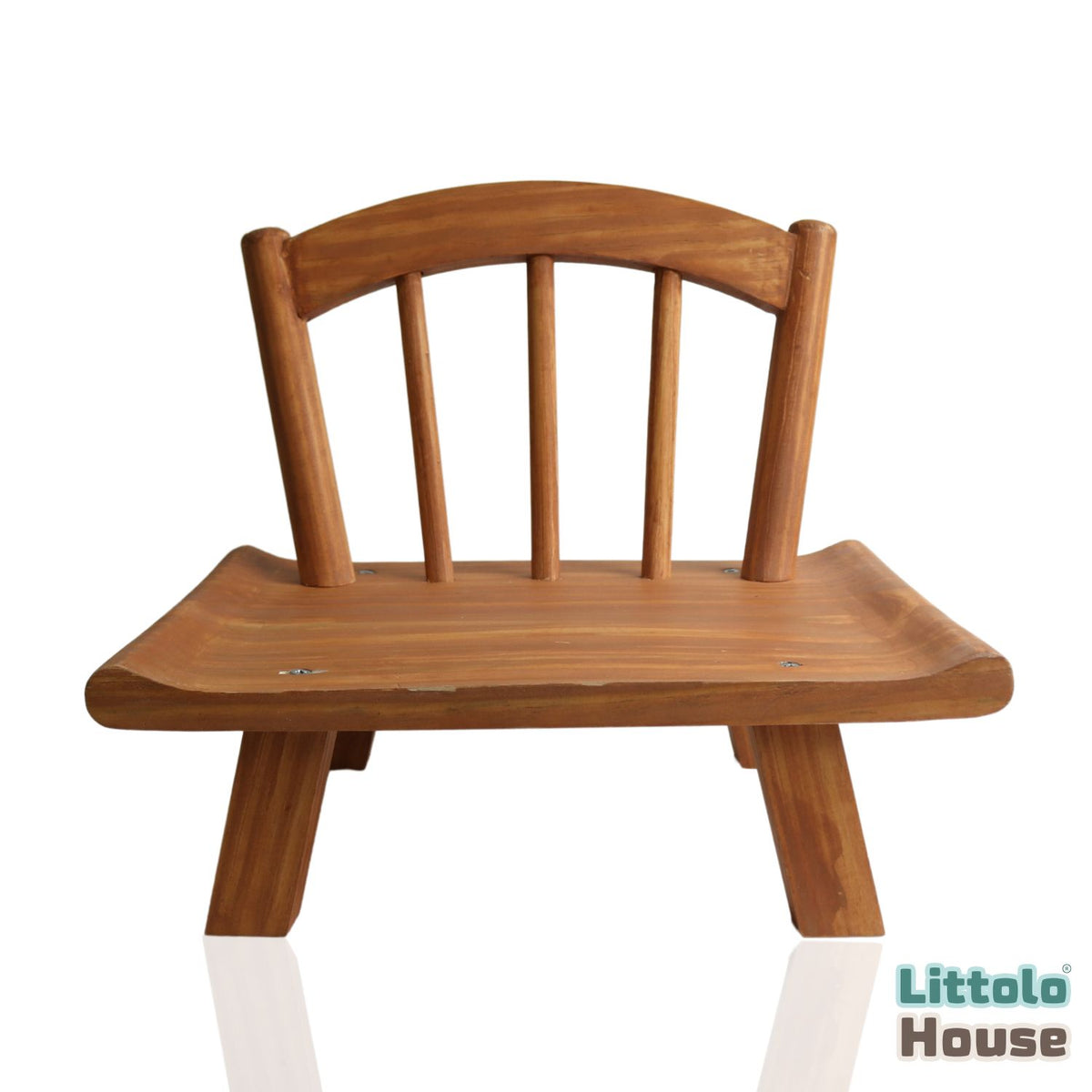 Wide Base Wooden Accent Chair  | Wooden Decorative | Natural Wood