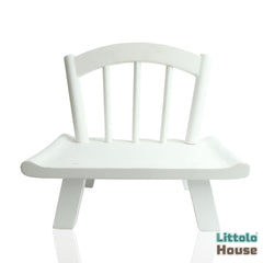 Wide Base Wooden Accent Chair | Wooden Decorative | Rustic White