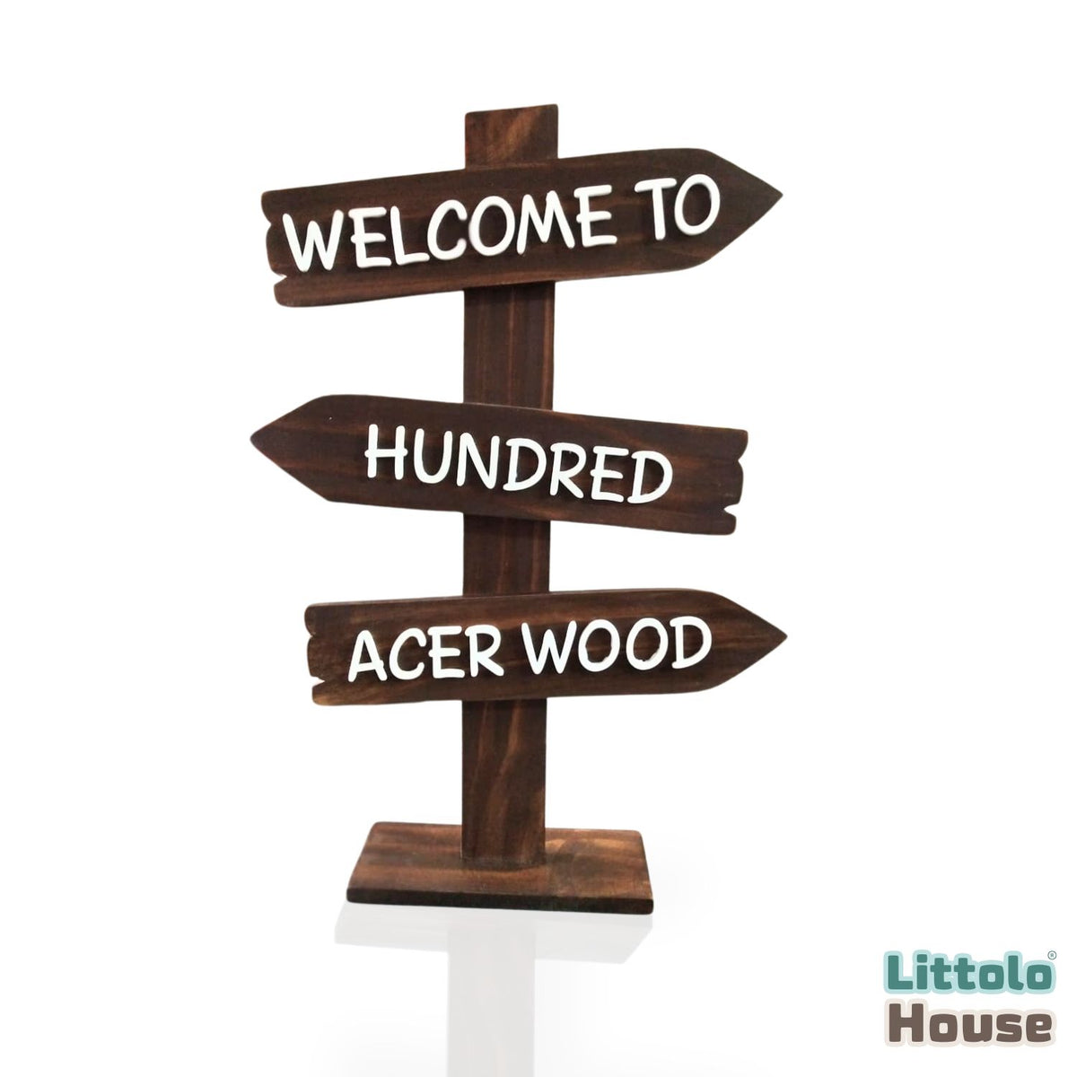 Hundred Acer Wood Mini Sign Board | Wooden Decorative | Brown