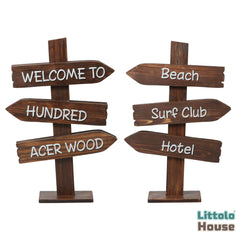 Hundred Acer Wood Mini Sign Board | Wooden Decorative | Brown