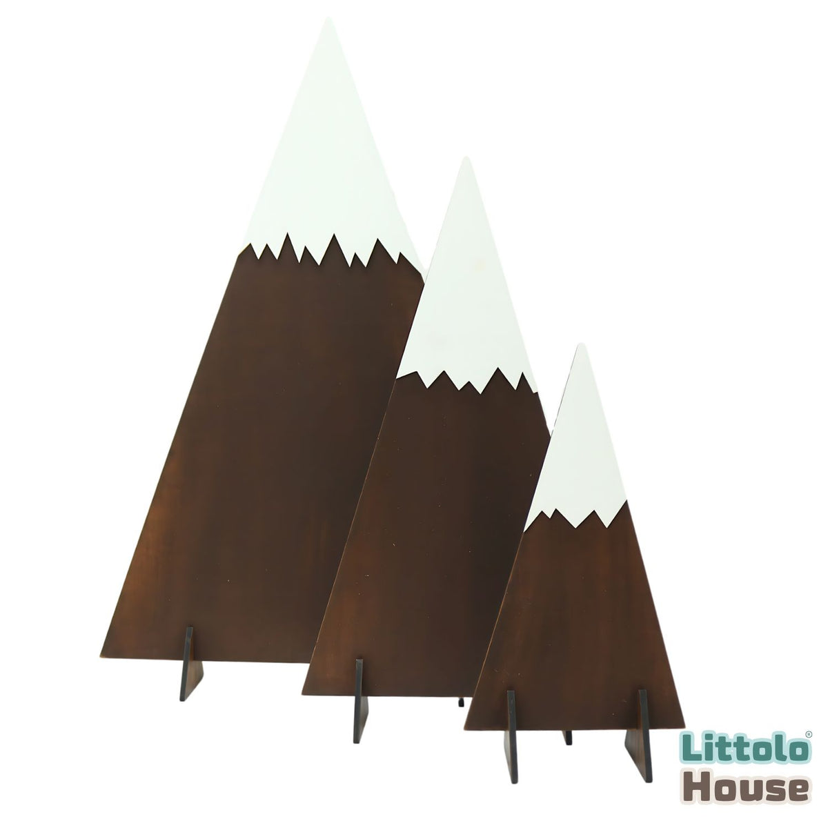 Mountain Cutouts Woodland Theme Set of 3 | Wooden Decorative | Brown