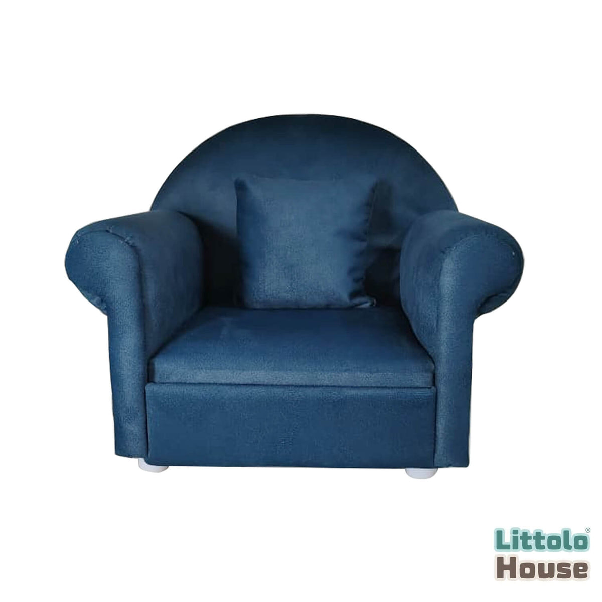Stylish Arm Chair Sofa | Wooden Decorative | Royal Blue
