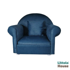 Stylish Arm Chair Sofa | Wooden Decorative | Royal Blue