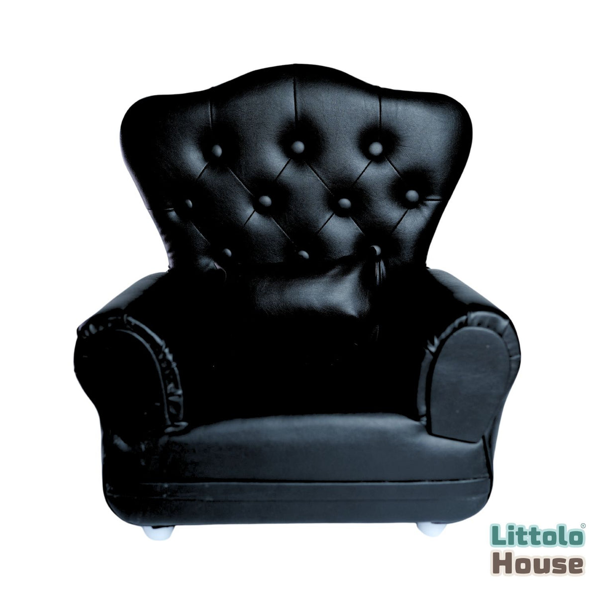 Boss Baby Leather Sofa | Wooden Decorative | Black