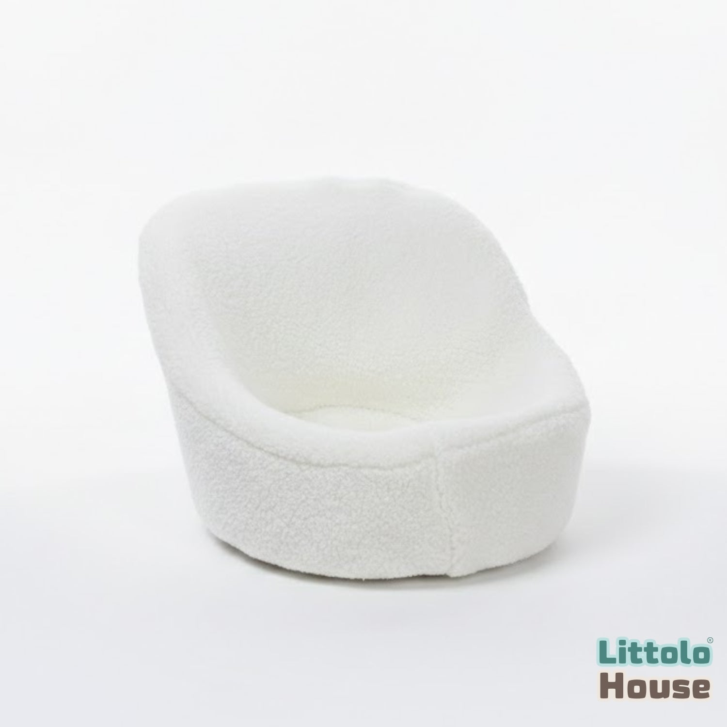 Soft Fur Posing Chair Style 2 | Wooden Decorative | Off White