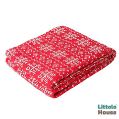 Hand Woven Merino Dual Side Layer Christmas L025 | Red White