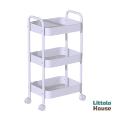 3 Tier Metal Rolling Cart Organizer with Wheels Rolling Cart Storage Shelves | Studio Setups | White