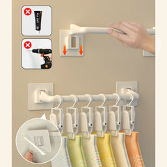 Organizer Multi-Functional Wall-Mounted Hanging Storage Rod Without Clips | Pack of 1 | White