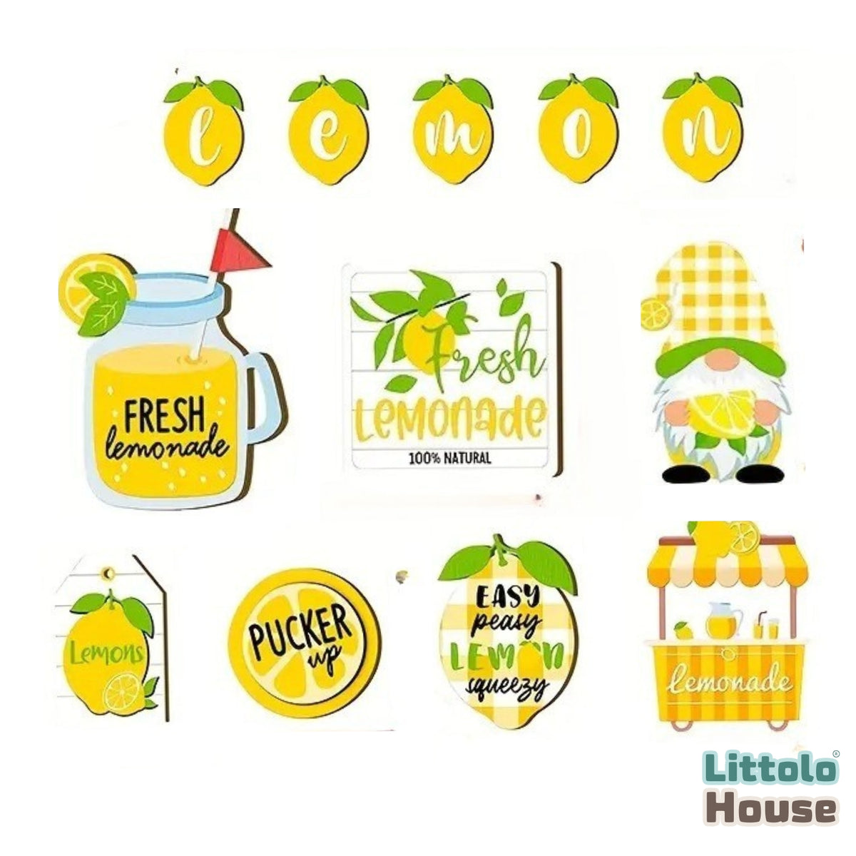 Lemonade Theme Decorative Board  D155 | Pack of 14 | Yellow