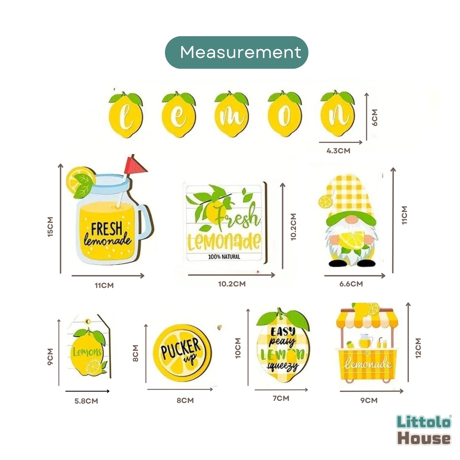 Lemonade Theme Decorative Board  D155 | Pack of 14 | Yellow