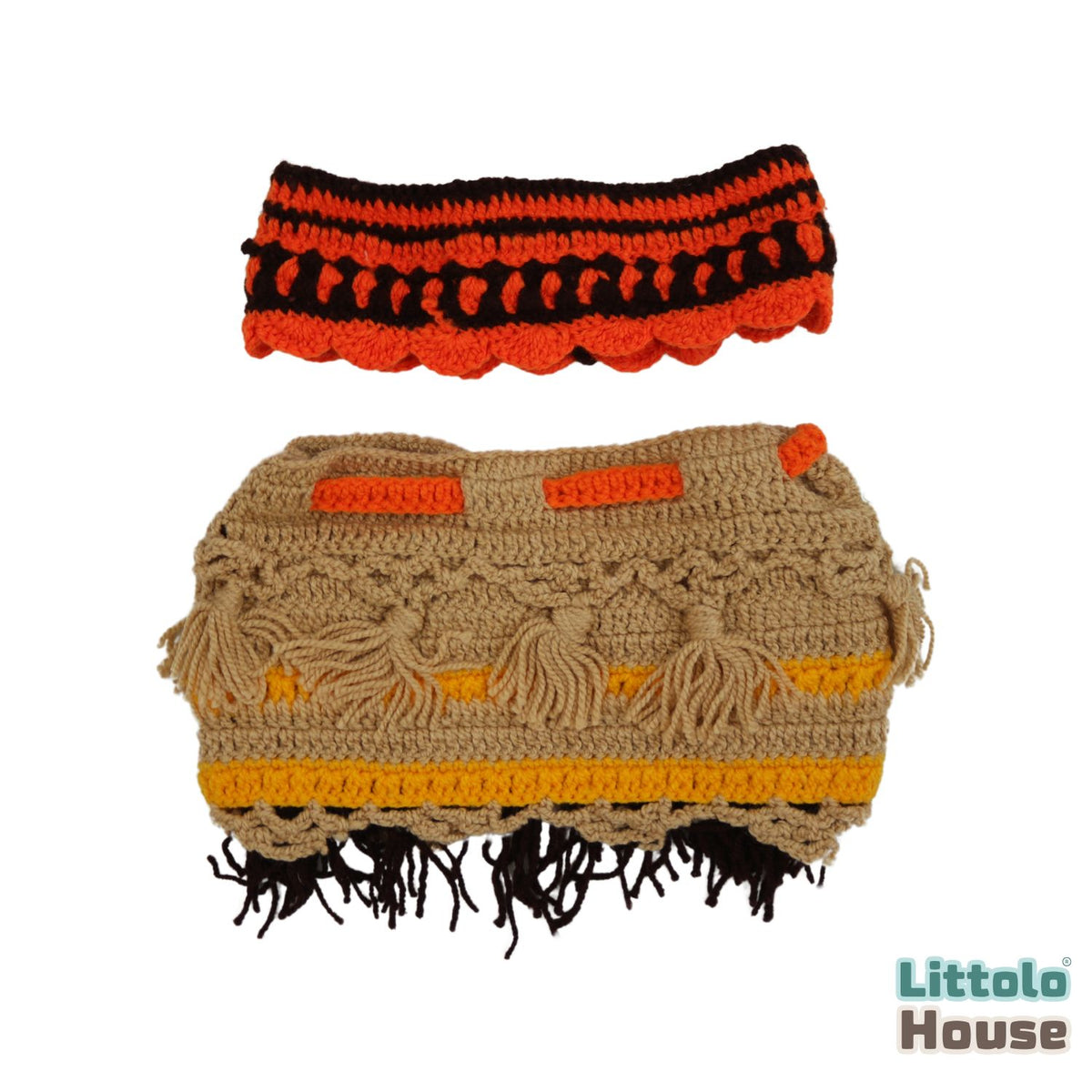 Baby Moana Crochet Toddler Outfit O210 | 1Y | Orange