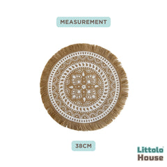 Linen Round Boho Layer| Style 1 | Jute Layer L048 | Khaki