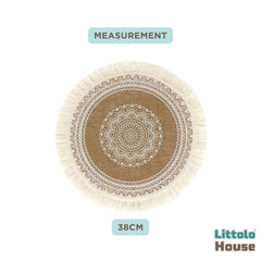 Linen Round Boho Layer| Style 2| Jute Layer L049 | Khaki