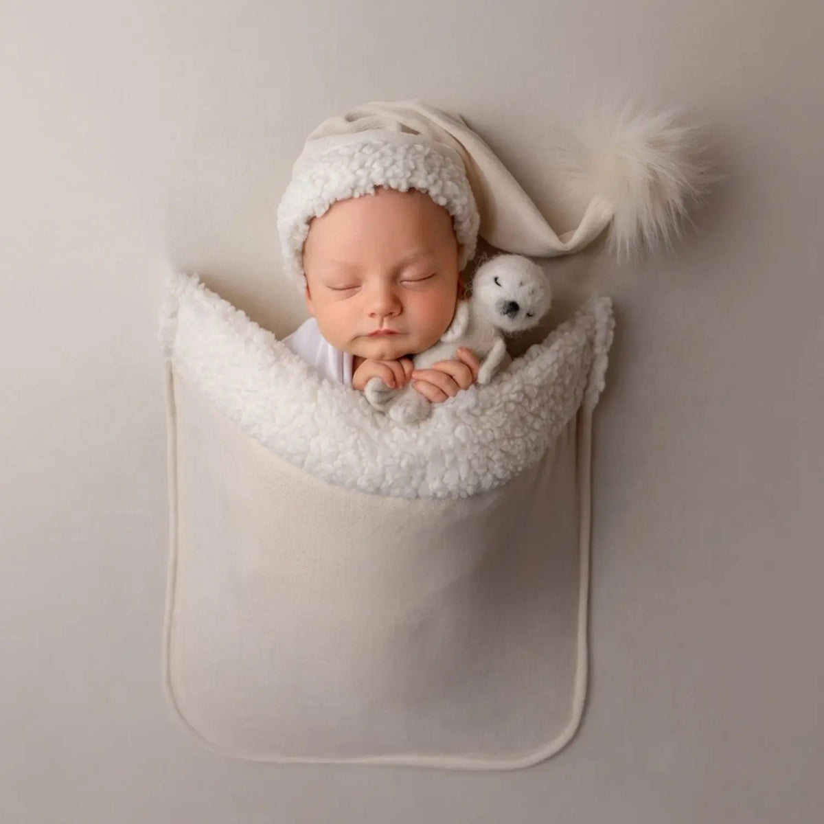 Baby Hat with Pocket Blanket SR098 | NB | Cream