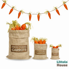 Easter Carrot Jute Bags & Carrot Banner D188 | Pack of 4 | Orange