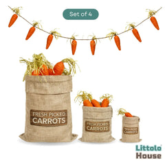 Easter Carrot Jute Bags & Carrot Banner D188 | Pack of 4 | Orange