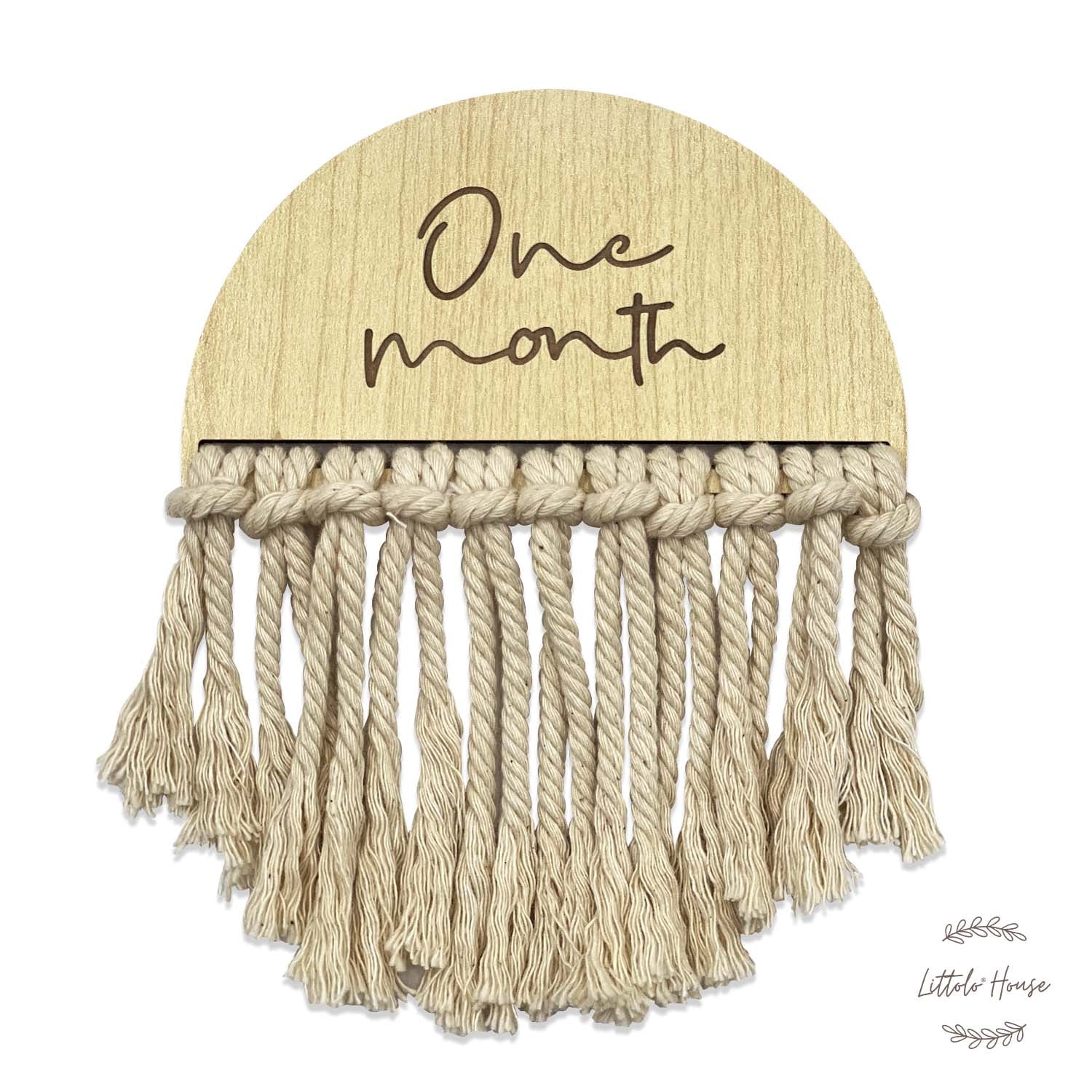 Macrame Milestone Cards Set of 12 | Wooden Decorative | Natural Wood