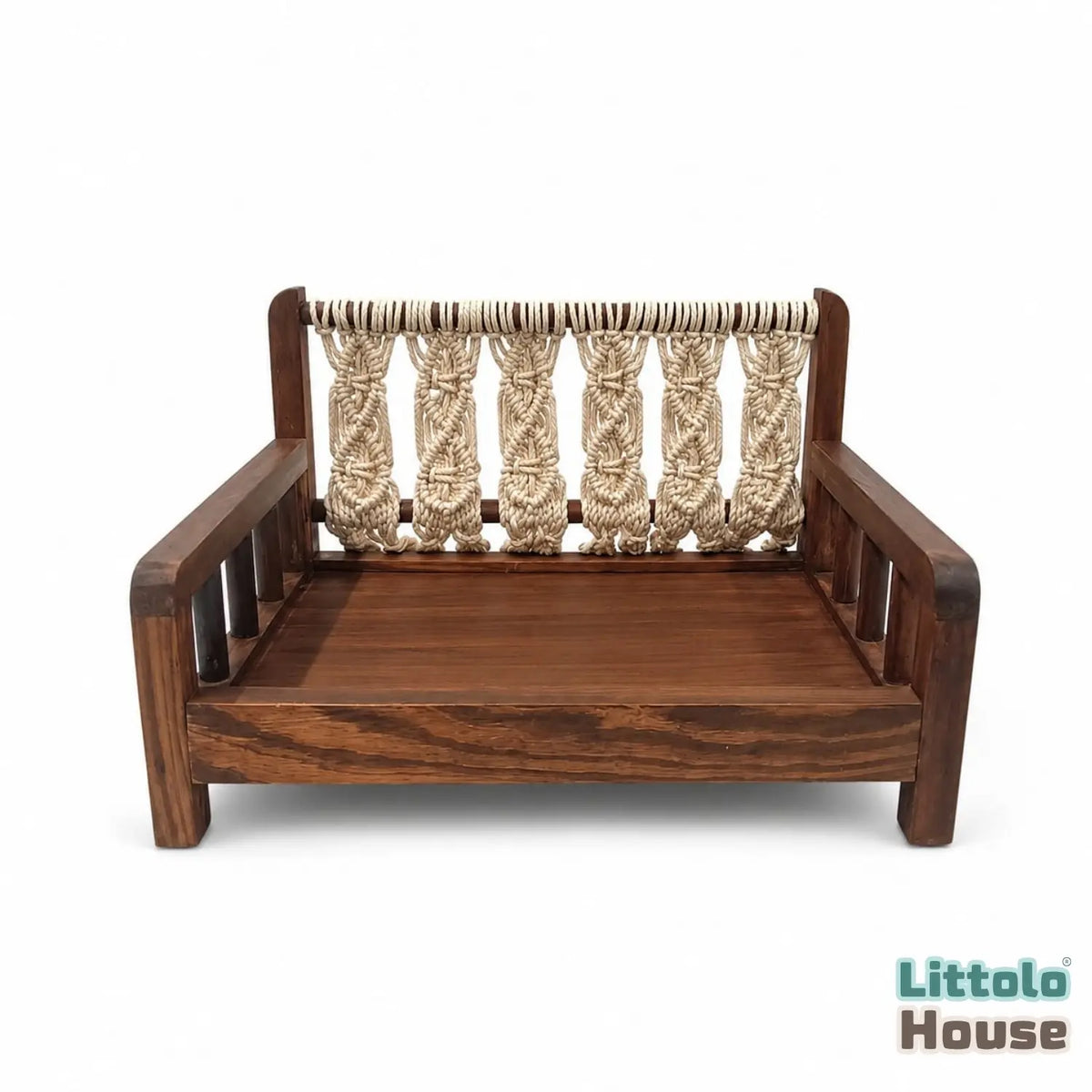 Macrame Sofa Style Bed | Wooden Decorative | Brown