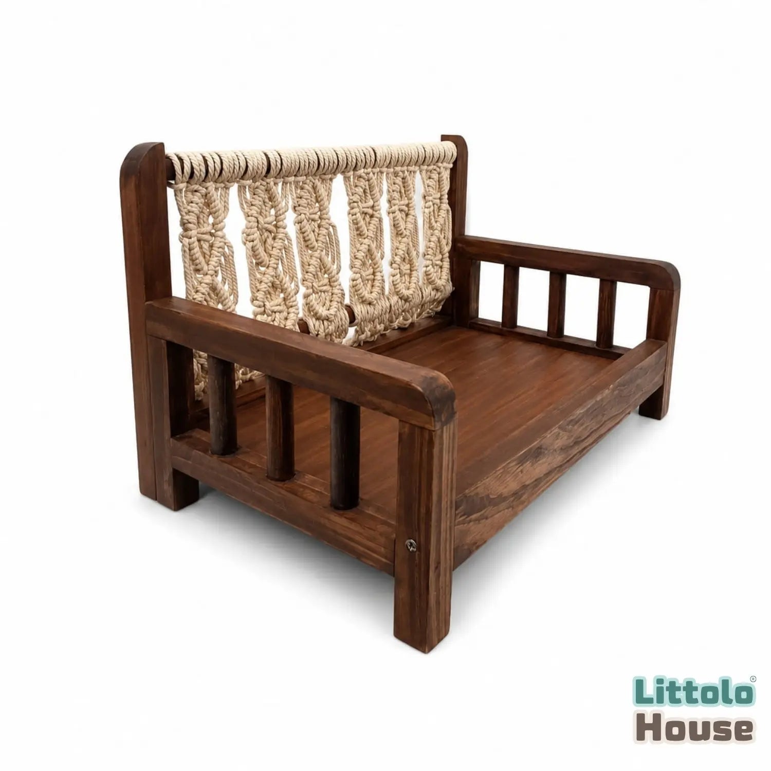 Macrame Sofa Style Bed | Wooden Decorative | Brown