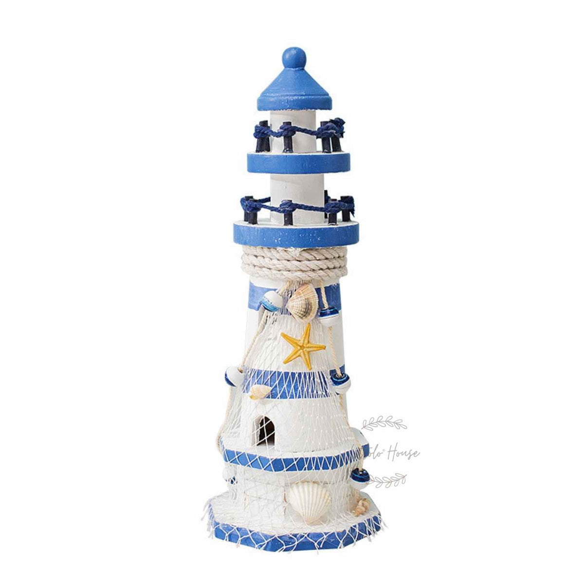 Mediterranean Lighthouse Sailor Theme Rustic Watch Tower D027 | Decorative Add-ons | White Blueblocks