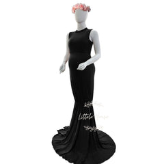 Mermaid Sleeveless Maxi Dress M028 Maternity Gown | S | Black