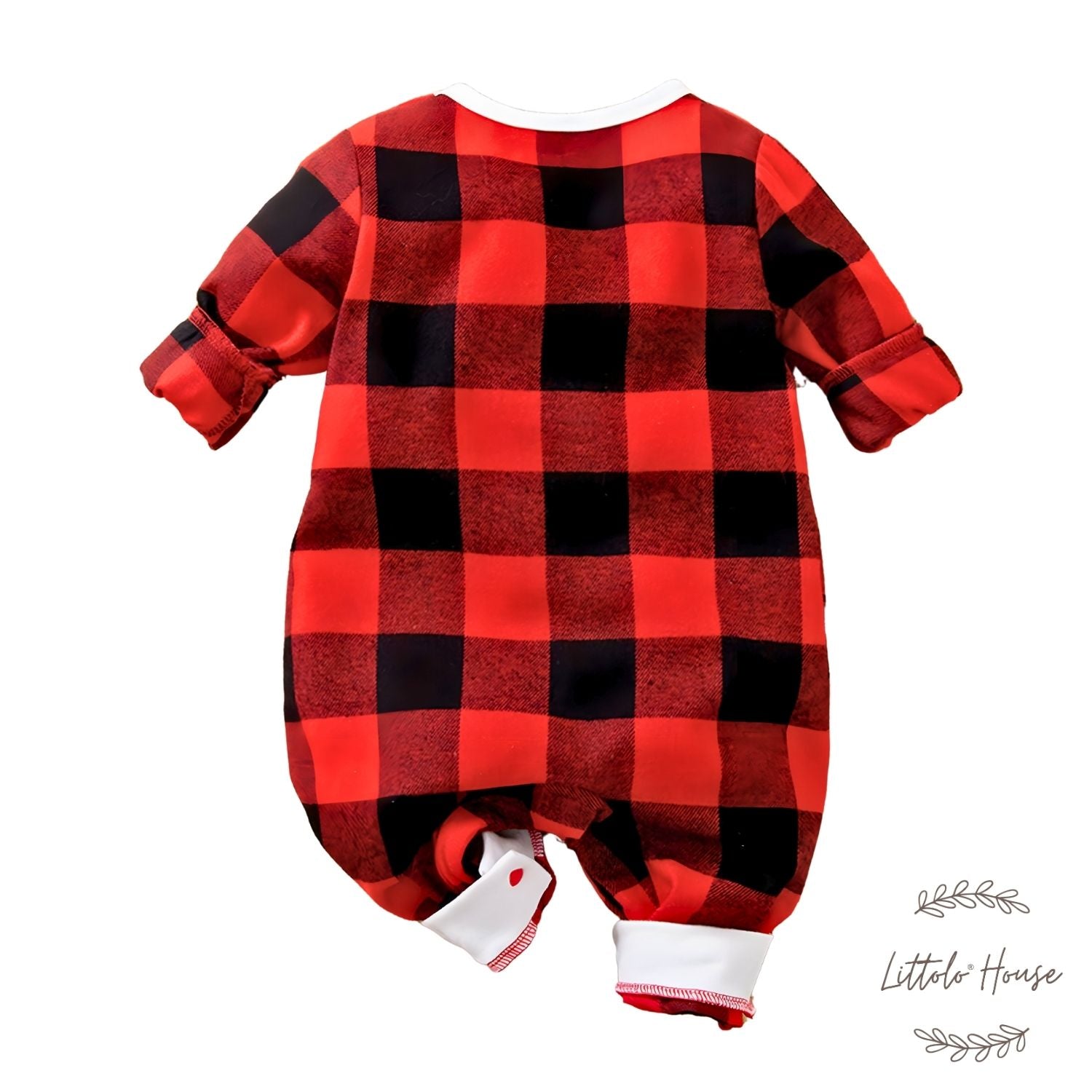 Baby Merry Christmas Checks Romper O105 | 9M | Red Black