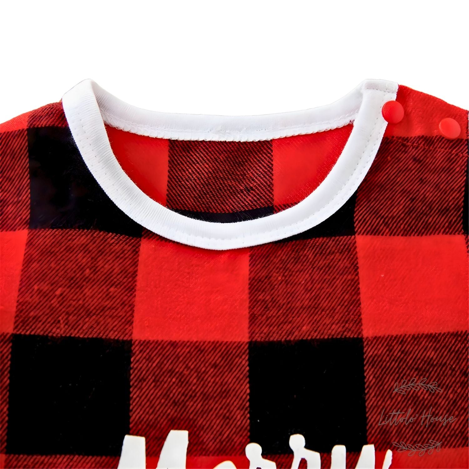 Baby Merry Christmas Checks Romper O105 | 9M | Red Black