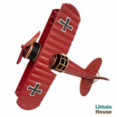 Metal Biplane Photo Prop | Decorative Add-ons | Red