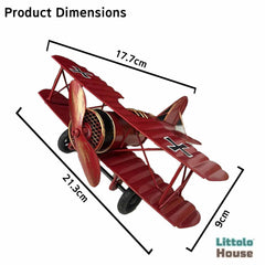 Metal Biplane Photo Prop | Decorative Add-ons | Red