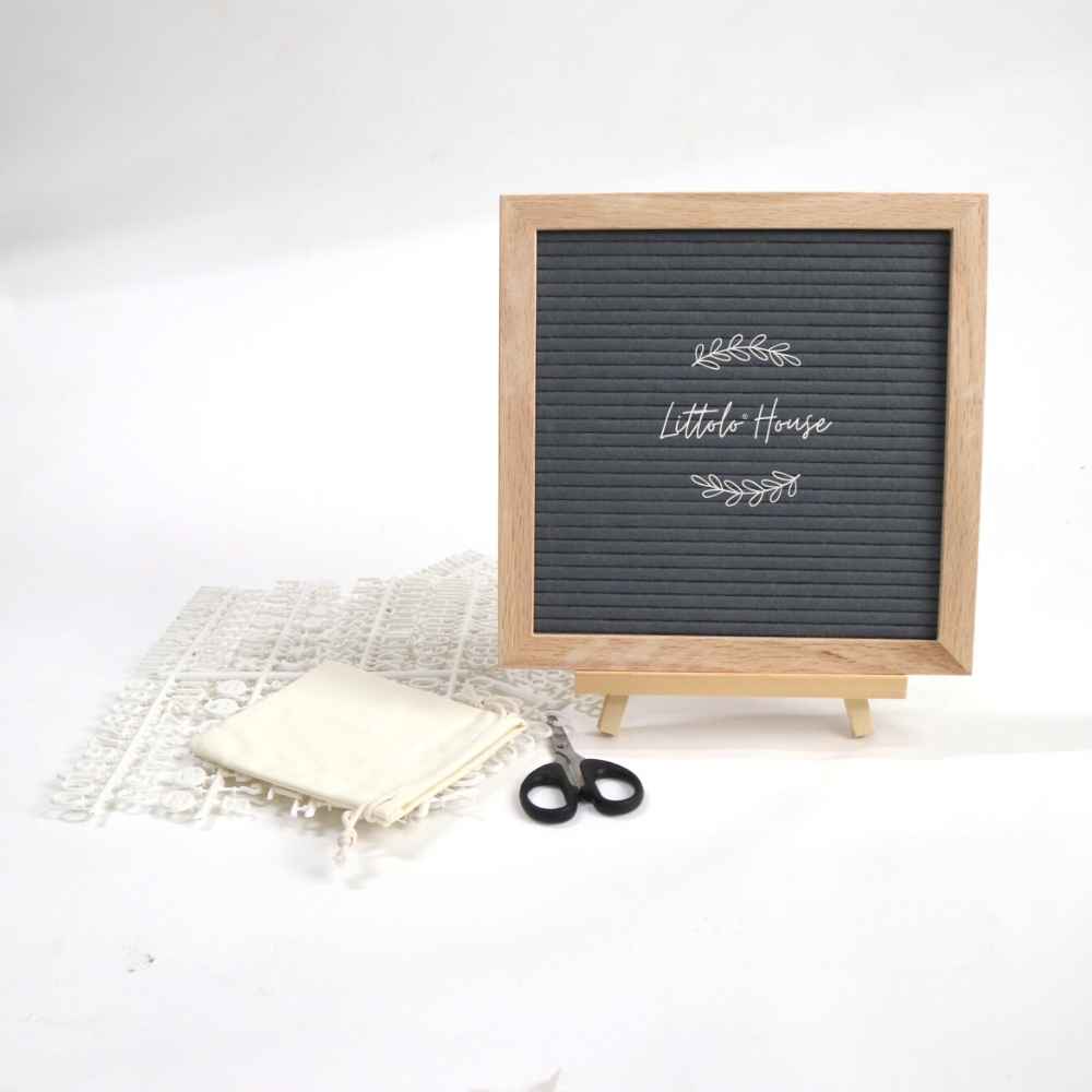 Milestone Letters Felt Board | Wooden Decorative | Grey