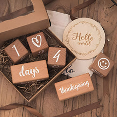 Milestone Blocks Set of 8 | Wooden | Brown