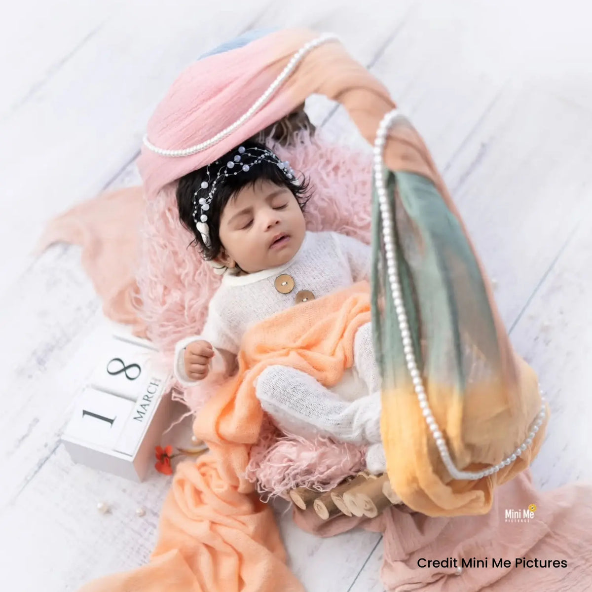 Rainbow Cheese Wrap of 260 CM length with Hairband SR048 | Set of 2 | Multicolor Pastel Shades