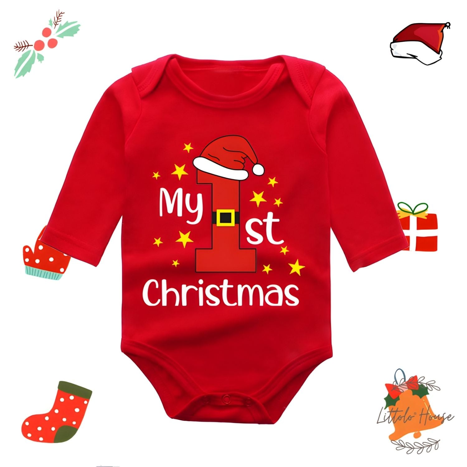 Baby My First Christmas Romper O107 | 3M | Red