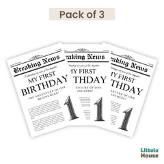 Dual Side Birthday Magazine- 1st & 2nd Birthday D159 | Pack of 3 | Black White