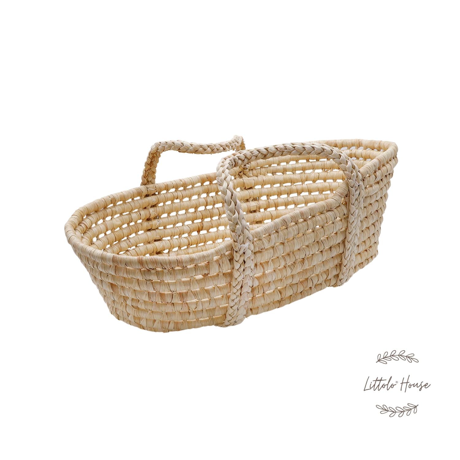 Handmade Straw Braid Baby Basket | Unique | Beige