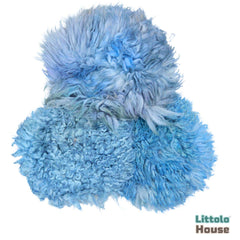 Natural Wool Fleece Dual Shade Curly Fur | 35 CMS | Blue Shades