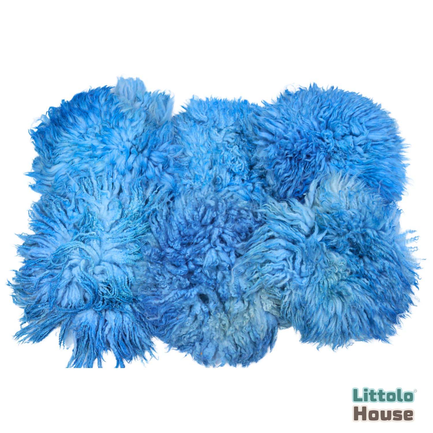 Natural Wool Fleece Dual Shade Curly Fur | 35 CMS | Blue Shades