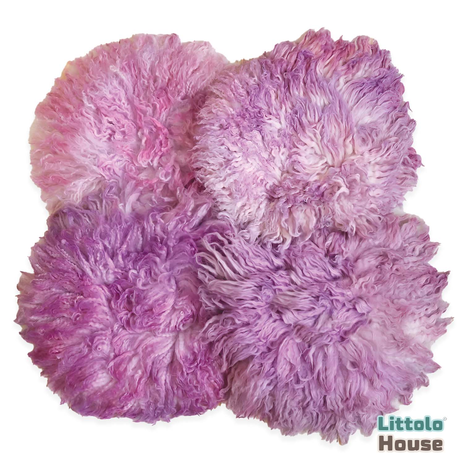 Natural Wool Fleece Dual Shade Curly Fur F005 | 35 CMS | Purple White Shades