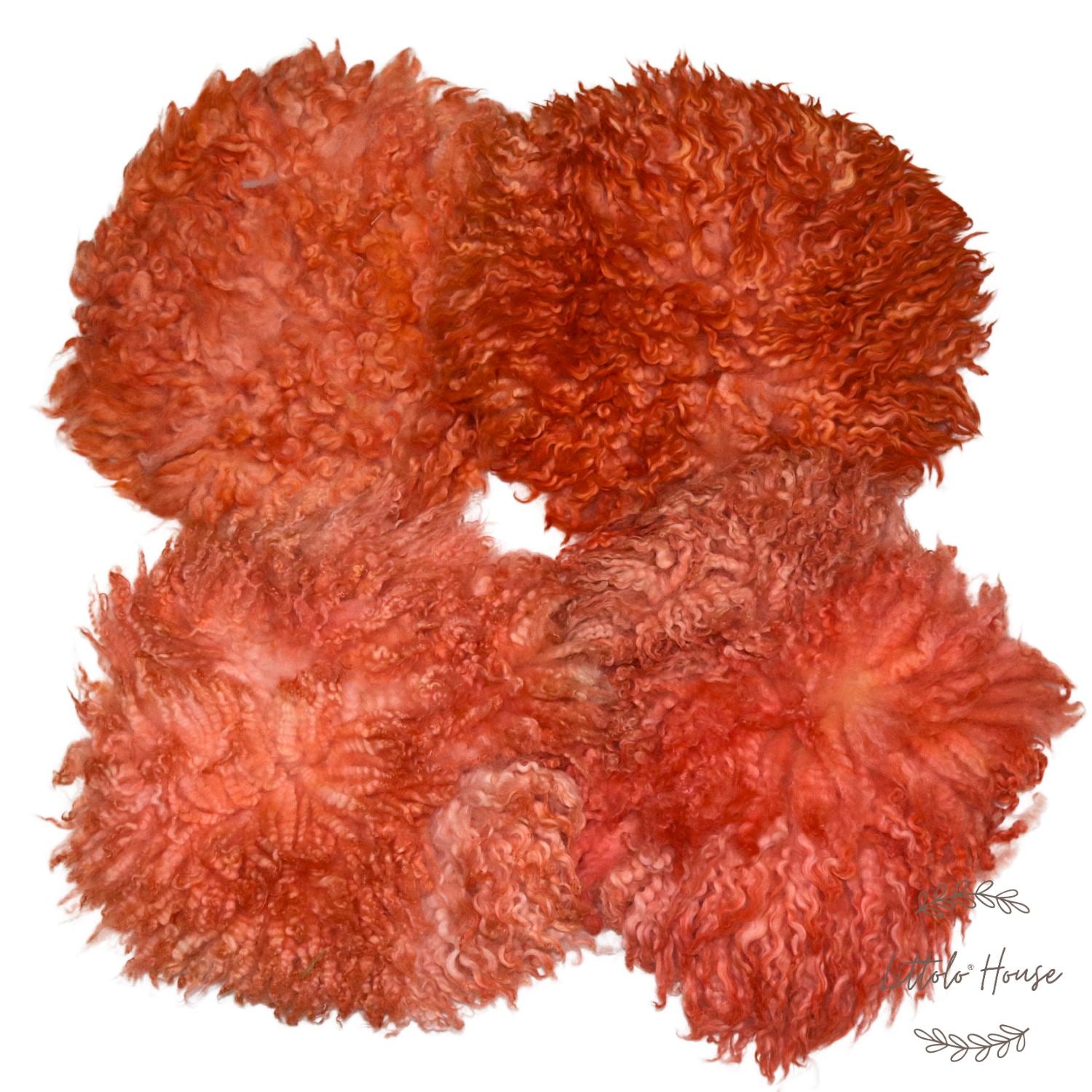 Natural Wool Fleece Dual Shade Curly Fur F005 | 35 CMS | Orange White Shades