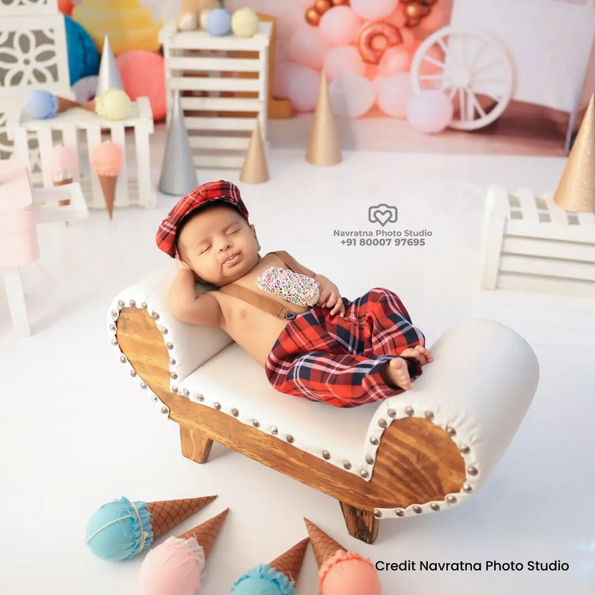 Baby Boy Gentleman Cap and Suspender Pant SR002 | 2M | Red Chex