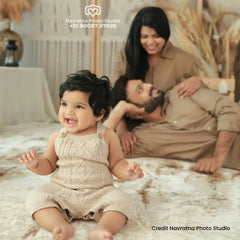 Baby Knit Romper Outfit O041 | 9M | Beige