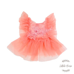 Baby Girl Net Frill Frock with Bonnet O132 | NB | Pink Peach