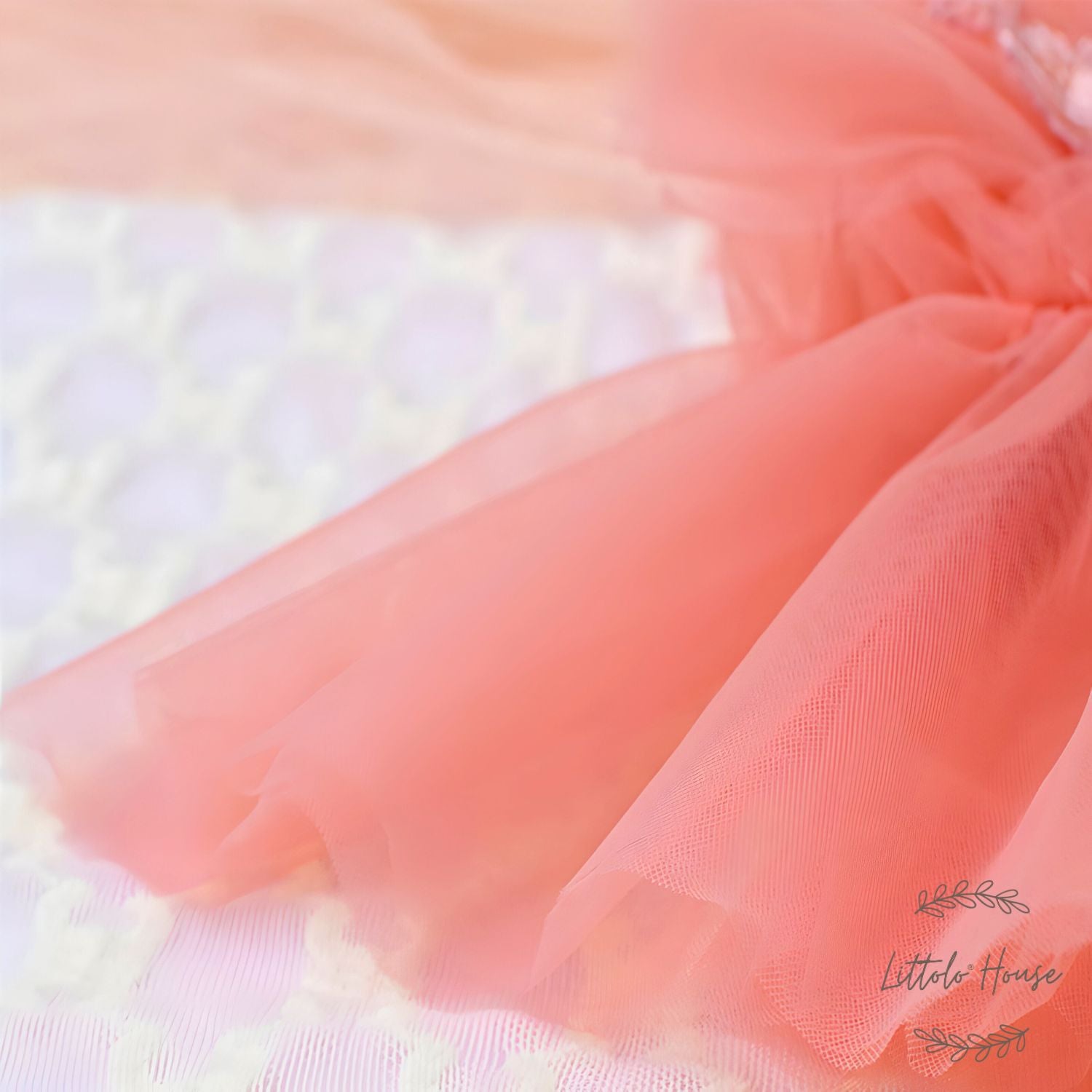 Baby Girl Net Frill Frock with Bonnet O132 | NB | Pink Peach