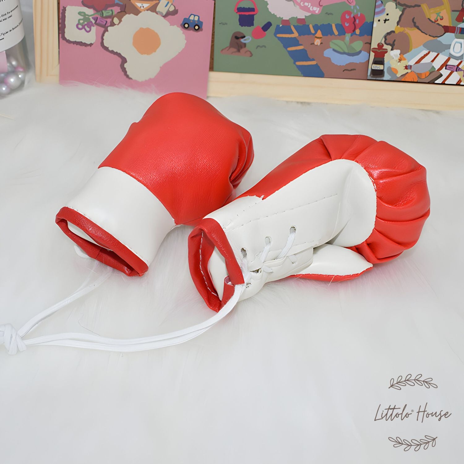 Newborn Boxing Gloves D067 | Pack of 1 Pair | White Red