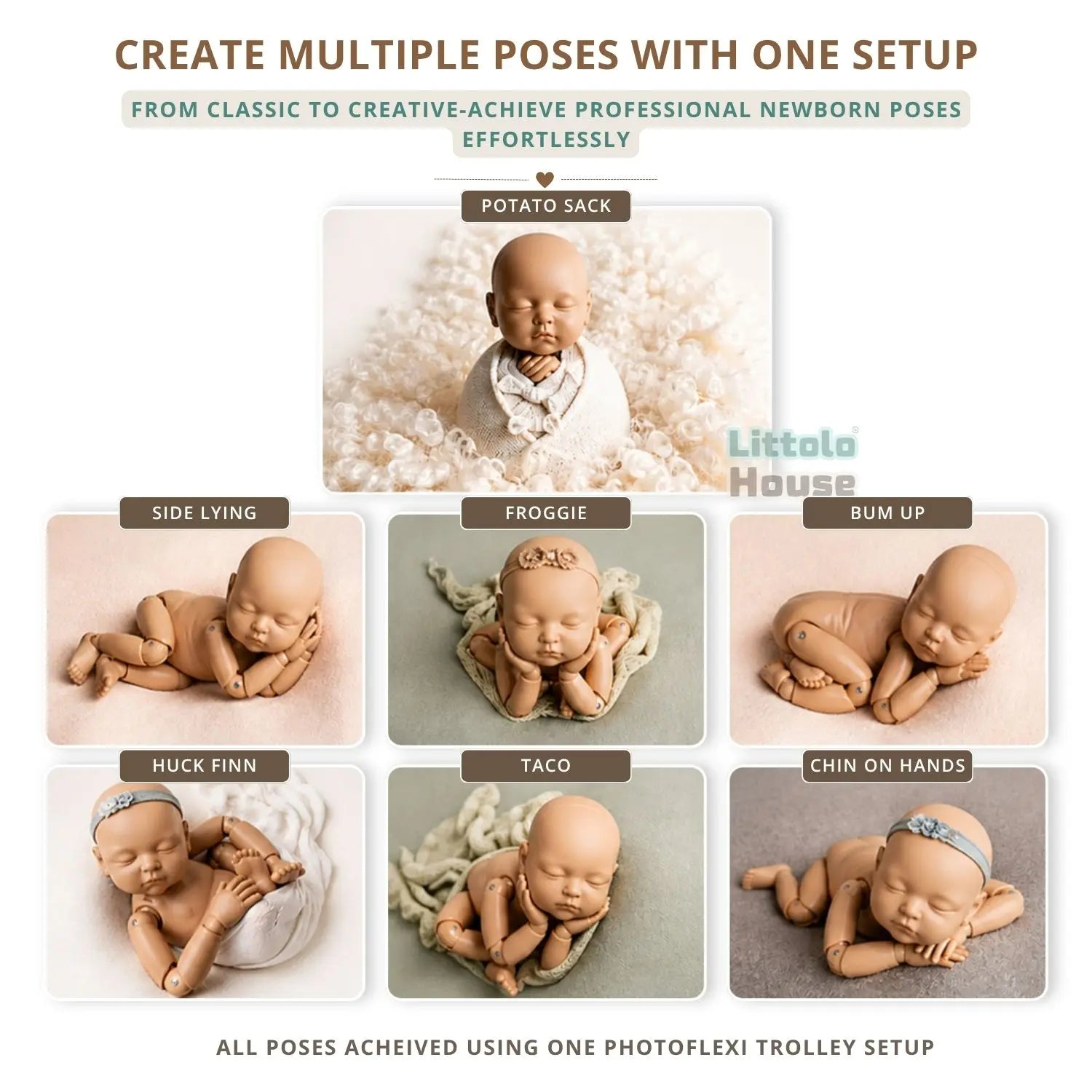 Newborn PhotoFlexi Trolley | Posing Aids | White (Advance Booking)