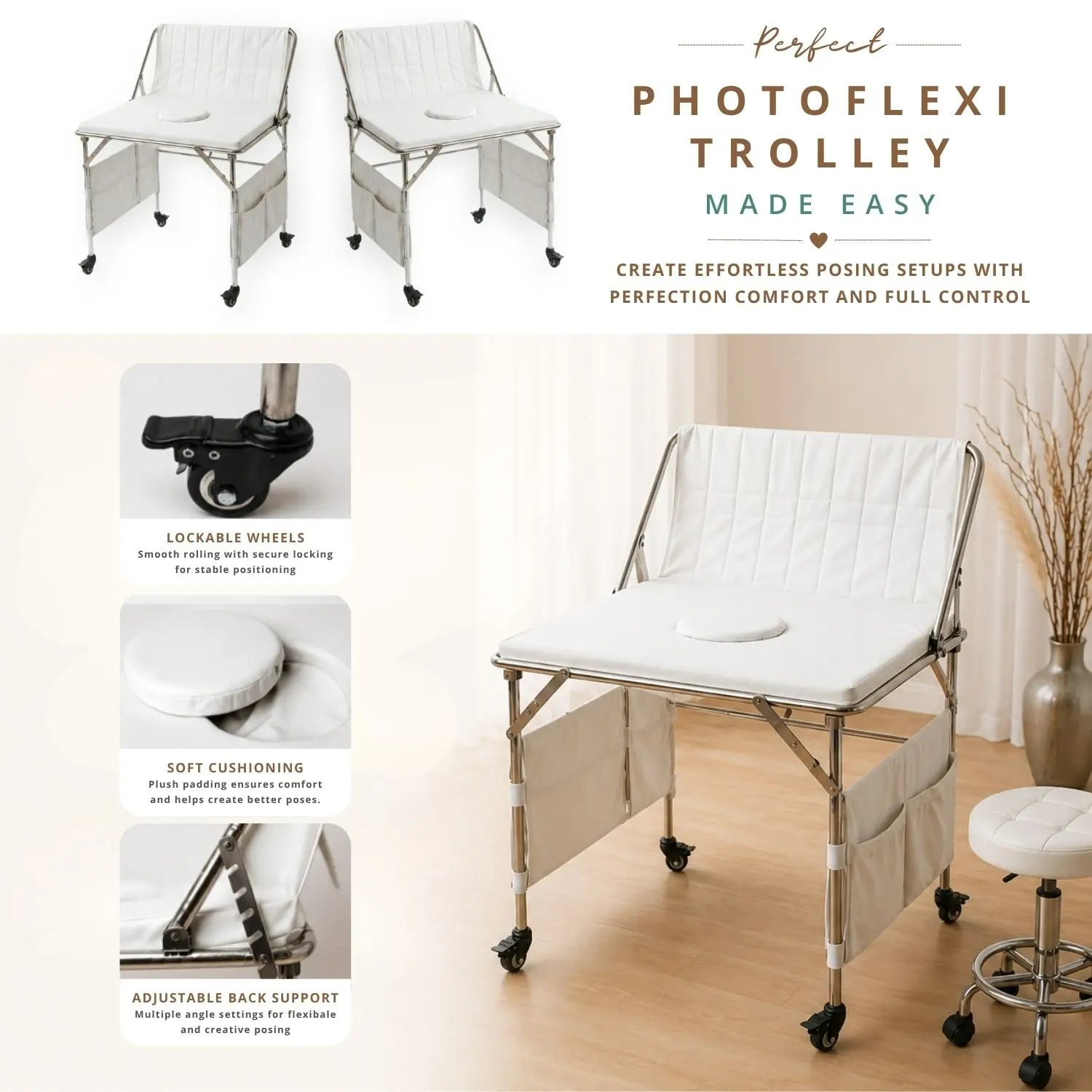 Newborn PhotoFlexi Trolley | Posing Aids | White (Advance Booking)